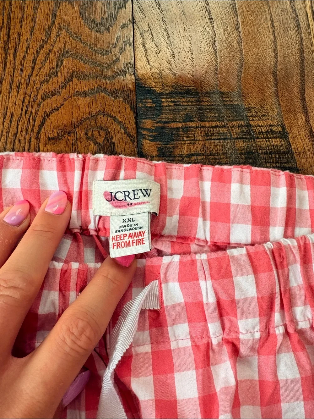 J. Crew Pink and White Gingham Cropped Pajama Pants